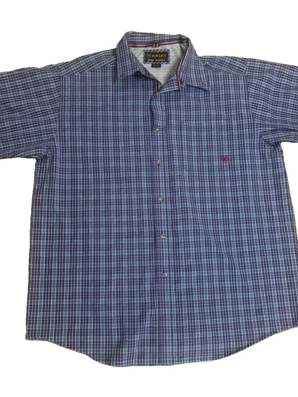 Ariat Pro Series Men’s XL Blue Plaid Button Down Western Shirt Long Sleeve